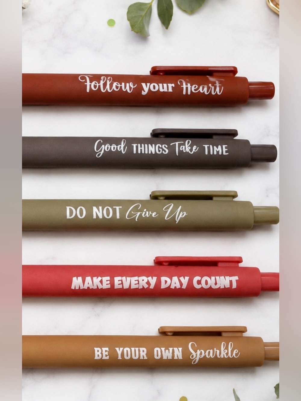5 Inspirational Assorted Color Ballpoint Pen Set - Motivational Quotes-Blk Ink - Picture 2 of 2